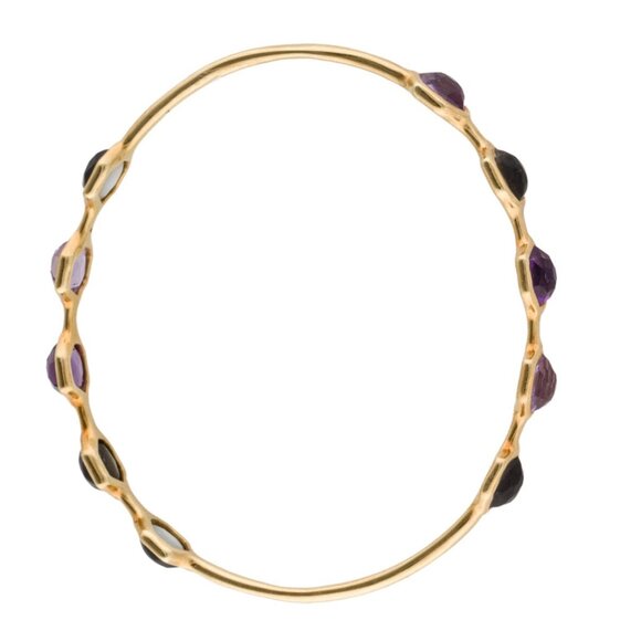 IPPOLITA 18K YG 750 MOTHER OF PEARL- QUARTZ DOUBLET & AMETHYST BANGLE BRACELET - Picture 4 of 7